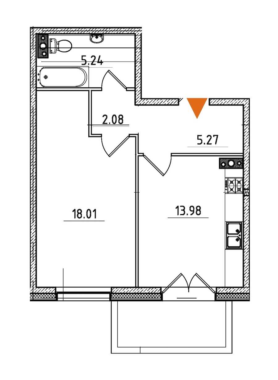 Однокомнатная квартира в : площадь 46.15 м2 , этаж: 4 – купить в Санкт-Петербурге